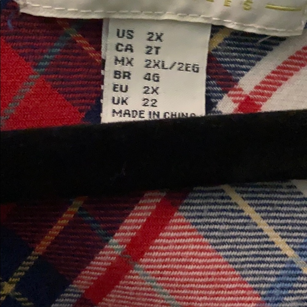 Red & Blue plaid button down - Picture 3 of 4